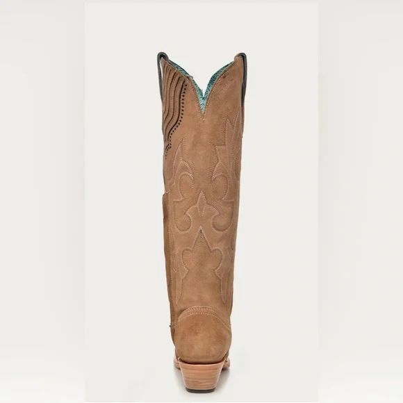Corral Embroidery Suede Tall Top Snip Toe Cowboy Boot - Picture 5 of 16
